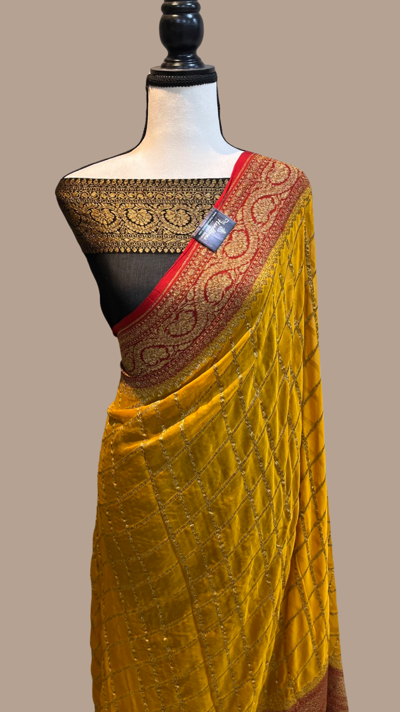Khaddi Georgette Banarasi Saree -  Antique zari - The Handlooms