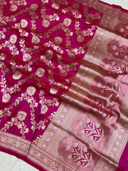 Pure Katan Silk Banarasi Handloom Saree - All over sona roopa Jaal work - The Handlooms