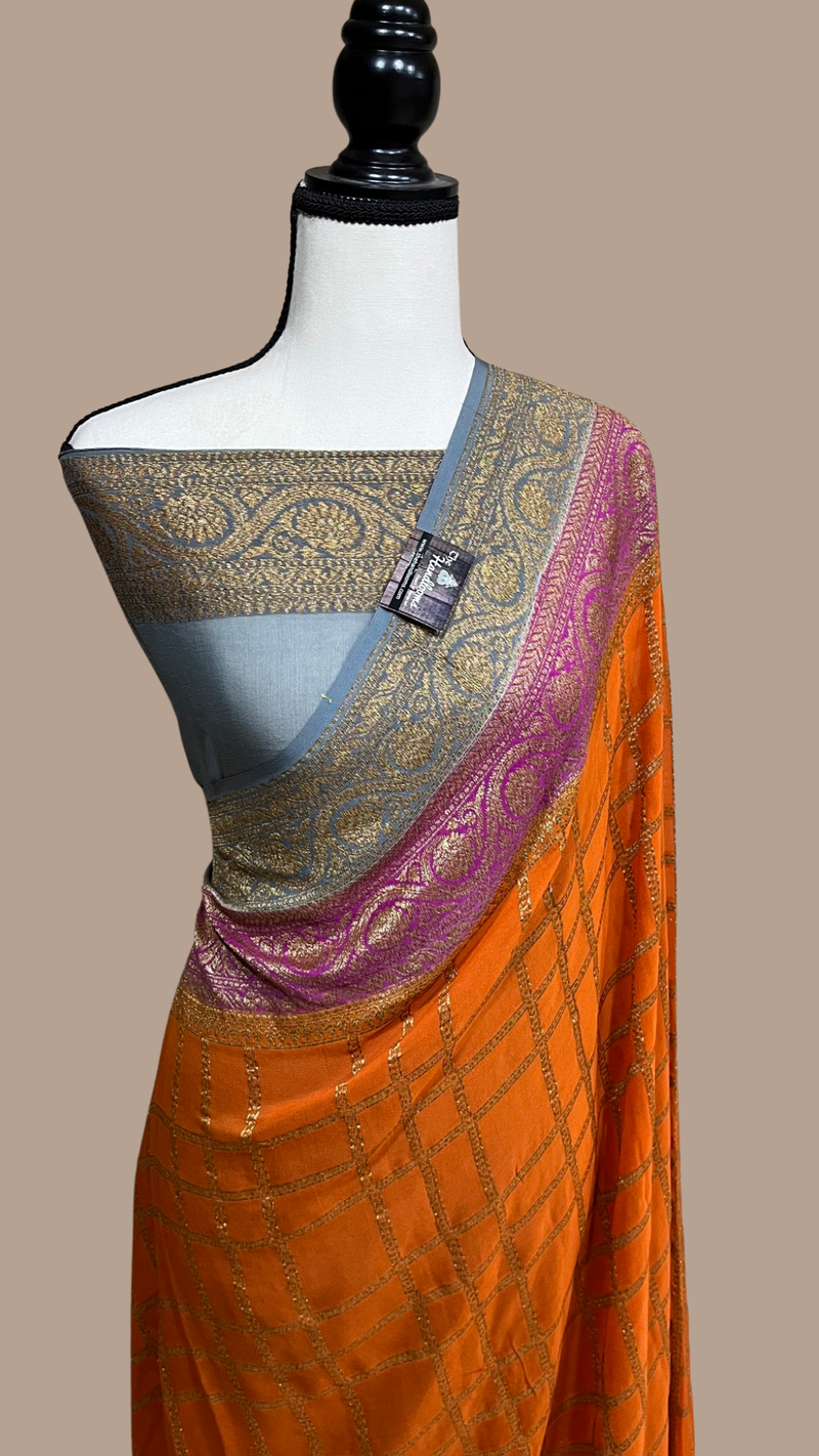 Khaddi Georgette Banarasi Saree -  Antique zari - The Handlooms