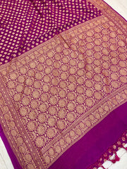 Khaddi Georgette Banarasi Saree -  Gold zari - The Handlooms