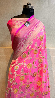 Khaddi Georgette Handloom Banarasi Saree - The Handlooms