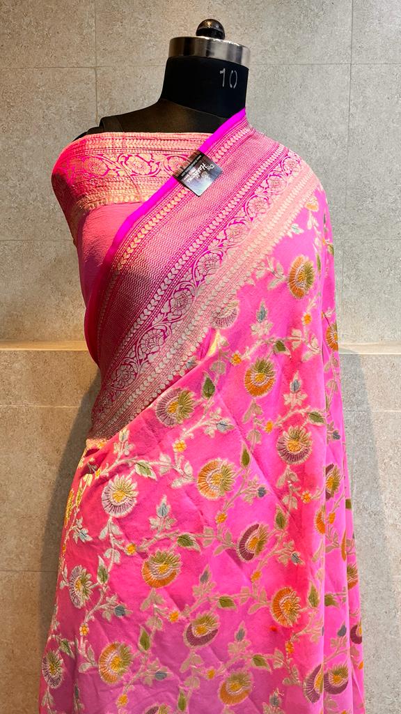 Khaddi Georgette Handloom Banarasi Saree - The Handlooms