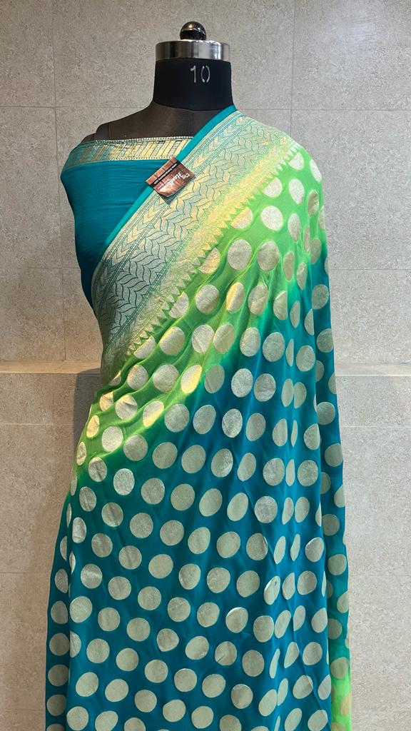 Khaddi Georgette Handloom Banarasi Saree - The Handlooms