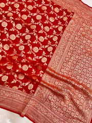 Khaddi Georgette Banarasi Saree - Gold zari - The Handlooms