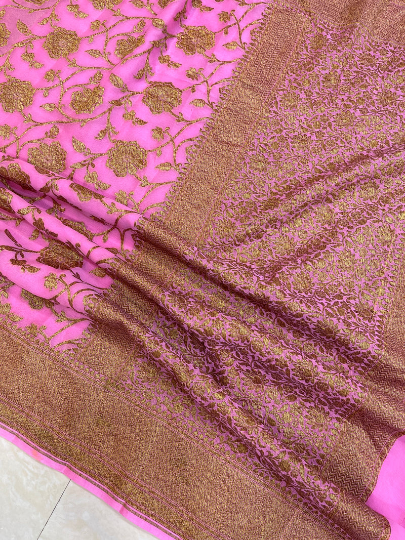 Khaddi Georgette Banarasi Saree -  Antique zari - The Handlooms