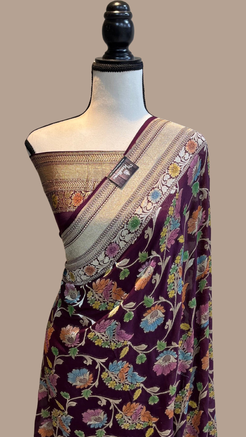 Khaddi Georgette Banarasi Saree - water zari - The Handlooms