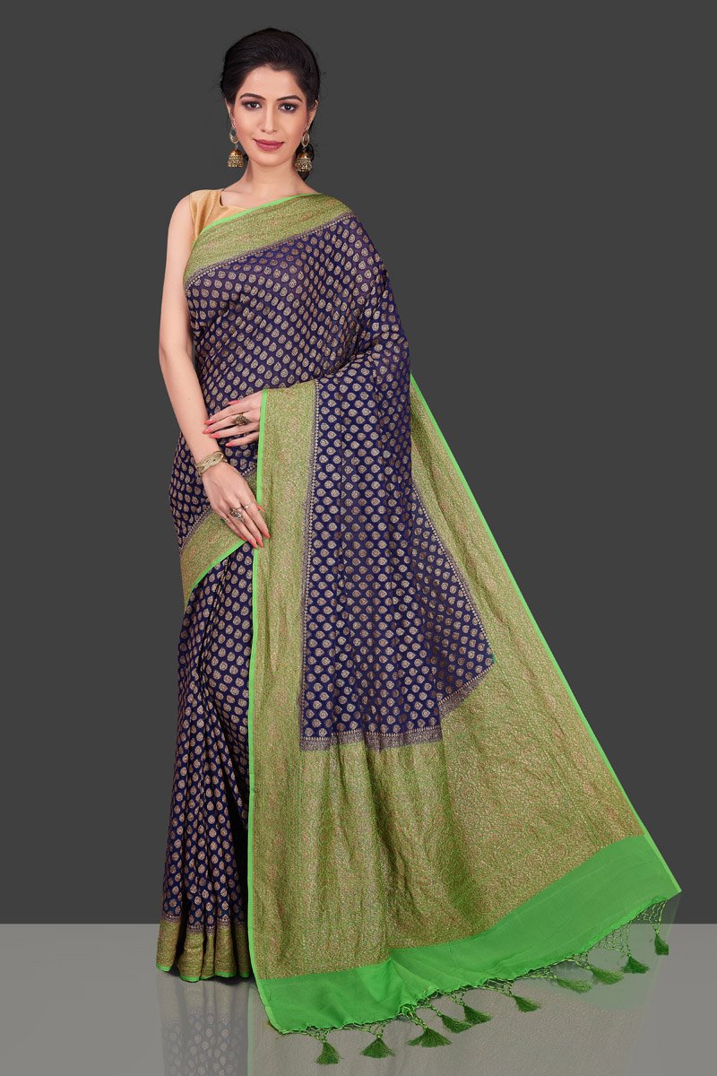Khaddi Georgette Banarasi Saree -  Antique zari - The Handlooms