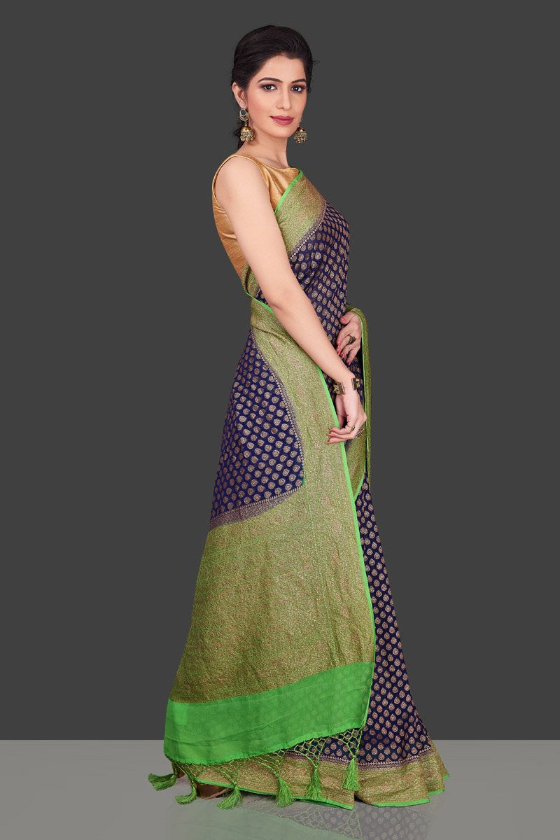 Khaddi Georgette Banarasi Saree -  Antique zari - The Handlooms