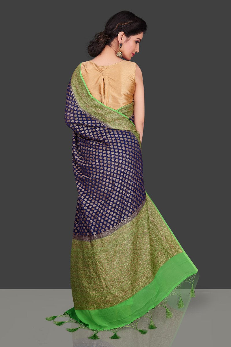 Khaddi Georgette Banarasi Saree -  Antique zari - The Handlooms