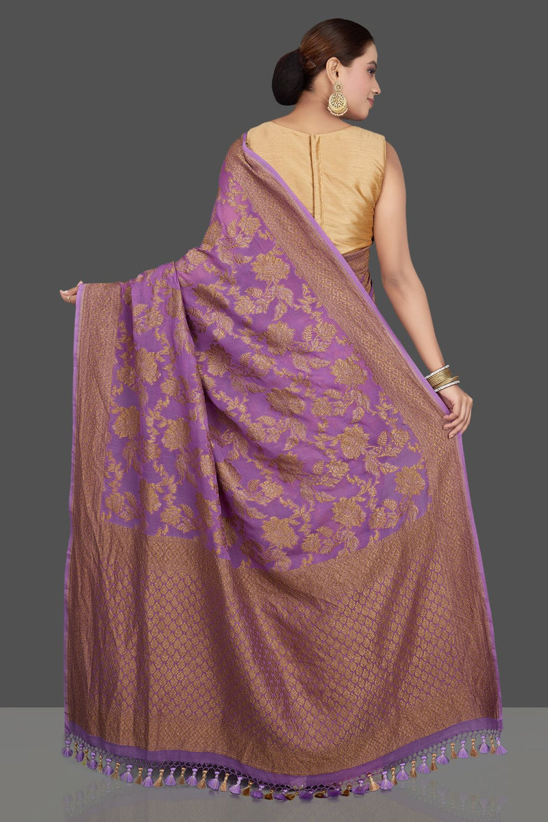 Khaddi Georgette Banarasi Saree -  Antique zari - The Handlooms