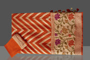 Orange Pure Chiffon Khaddi Banarasi Saree - The Handlooms