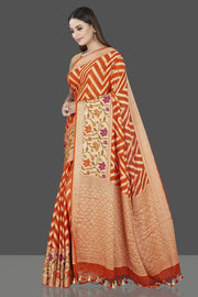 Orange Pure Chiffon Khaddi Banarasi Saree - The Handlooms