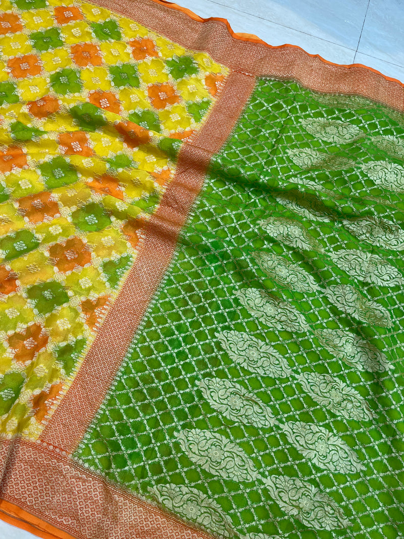 Khaddi Georgette Handloom Banarasi Saree - The Handlooms