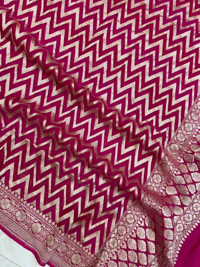 Pure Khaddi Georgette Dupatta - water zari - The Handlooms