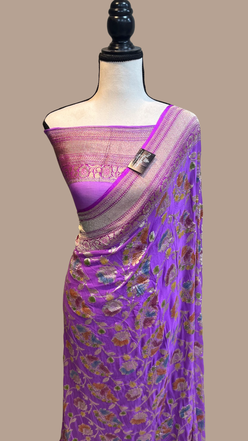 Khaddi Georgette Banarasi Saree - water zari - The Handlooms