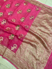 Khaddi Georgette Handloom Banarasi Saree - All Over Jaal Work with meenakari - The Handlooms