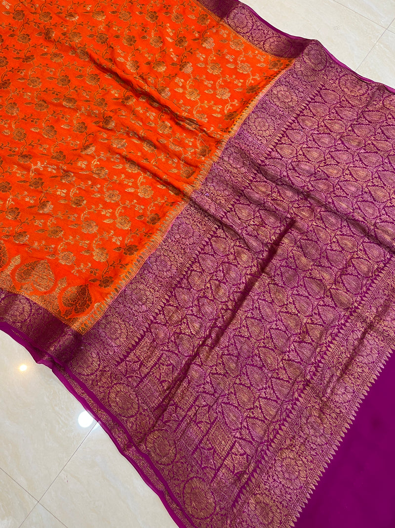 Pure Chiffon Khaddi Banarasi Saree - The Handlooms