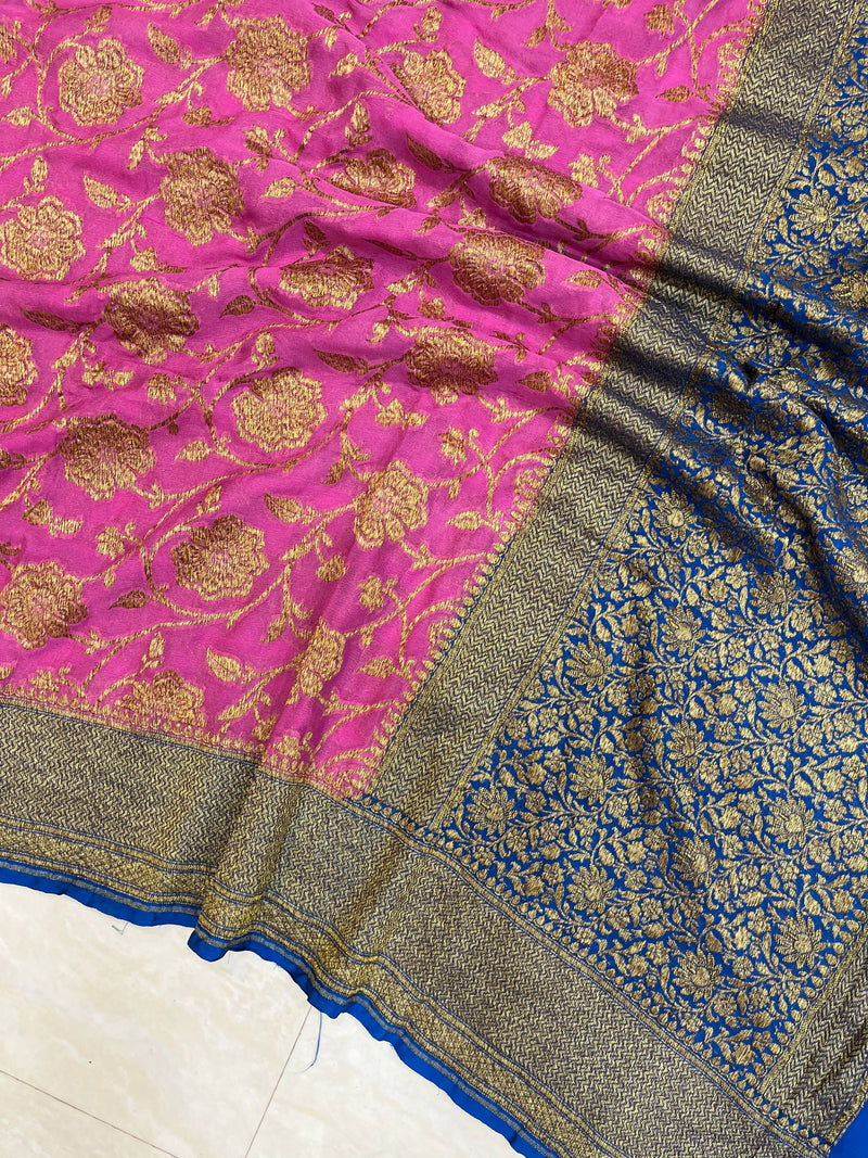 Khaddi Georgette Banarasi Saree -  Antique zari - The Handlooms