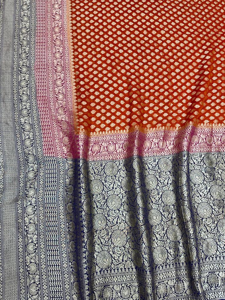 Khaddi Georgette Handloom Banarasi Saree - The Handlooms