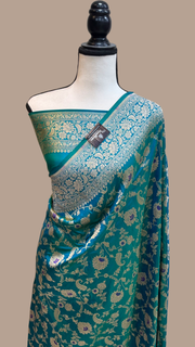 Pure Katan Silk Banarasi Handloom Saree - All over Jaal work with Meenakari - The Handlooms