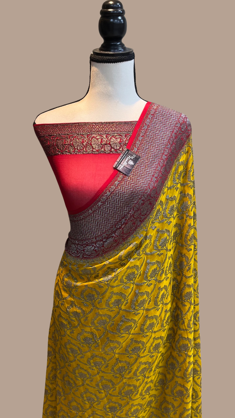 Khaddi Georgette Banarasi Saree -  Antique zari - The Handlooms