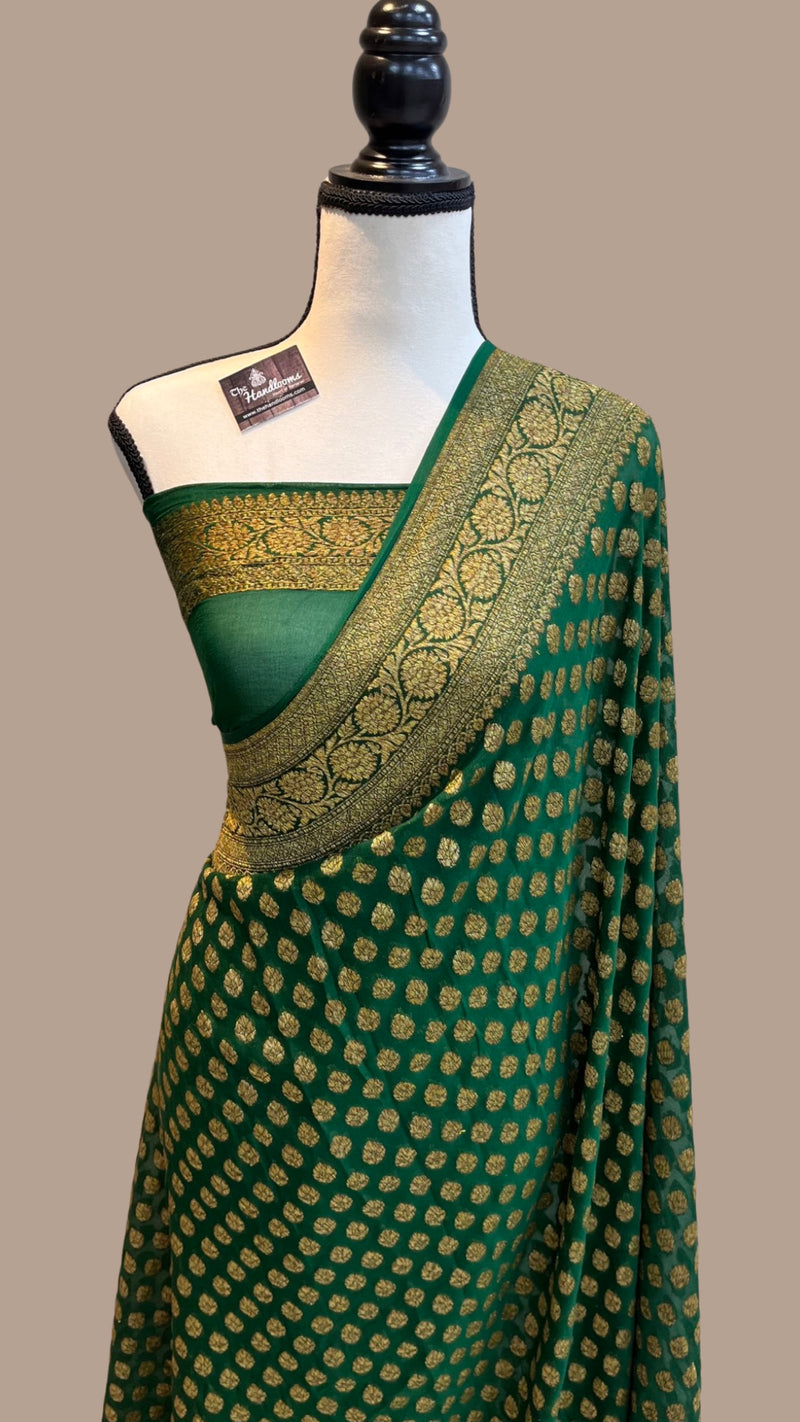 Khaddi Georgette Banarasi Saree -  Antique zari - The Handlooms