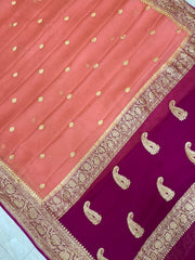 Pure Georgette Banarasi Saree - Gold zari - The Handlooms