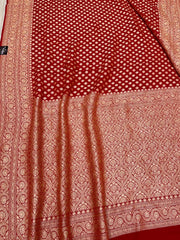 Khaddi Georgette Banarasi Saree -  Gold zari - The Handlooms