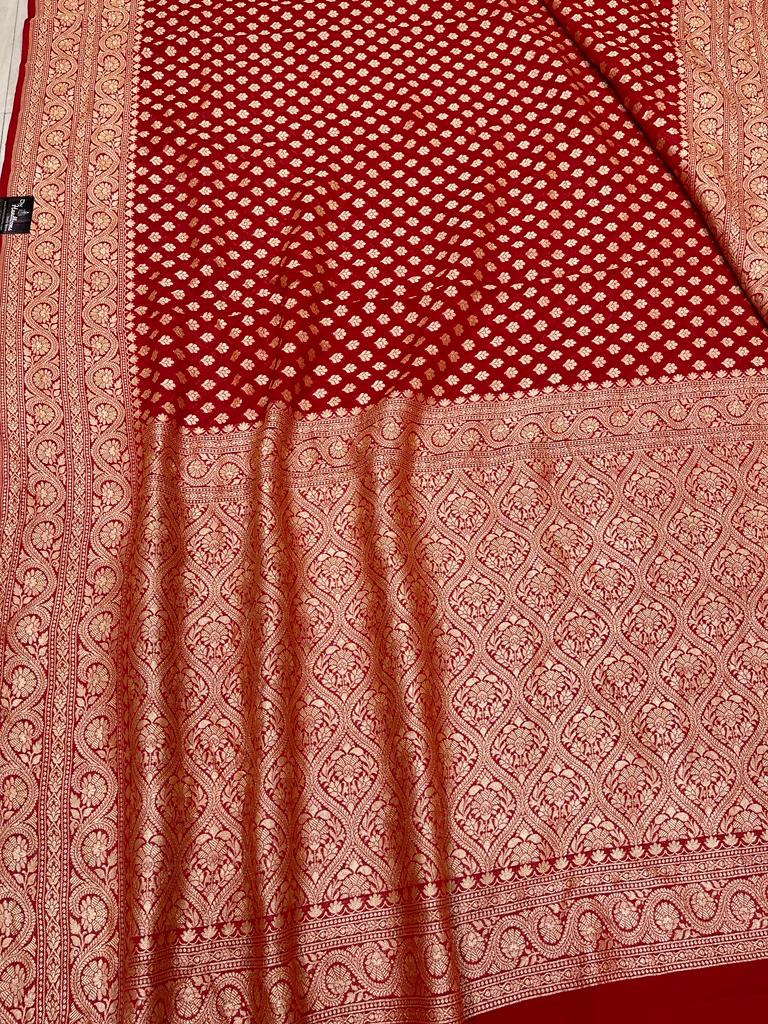Khaddi Georgette Banarasi Saree -  Gold zari - The Handlooms