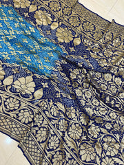 Pure Georgette Banarasi Bandhej Handloom Saree - The Handlooms