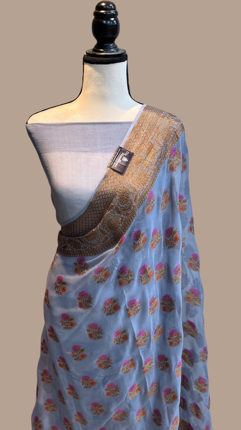 Pure Chiffon Khaddi Banarasi Saree - The Handlooms