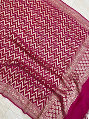 Pure Khaddi Georgette Dupatta - water zari - The Handlooms