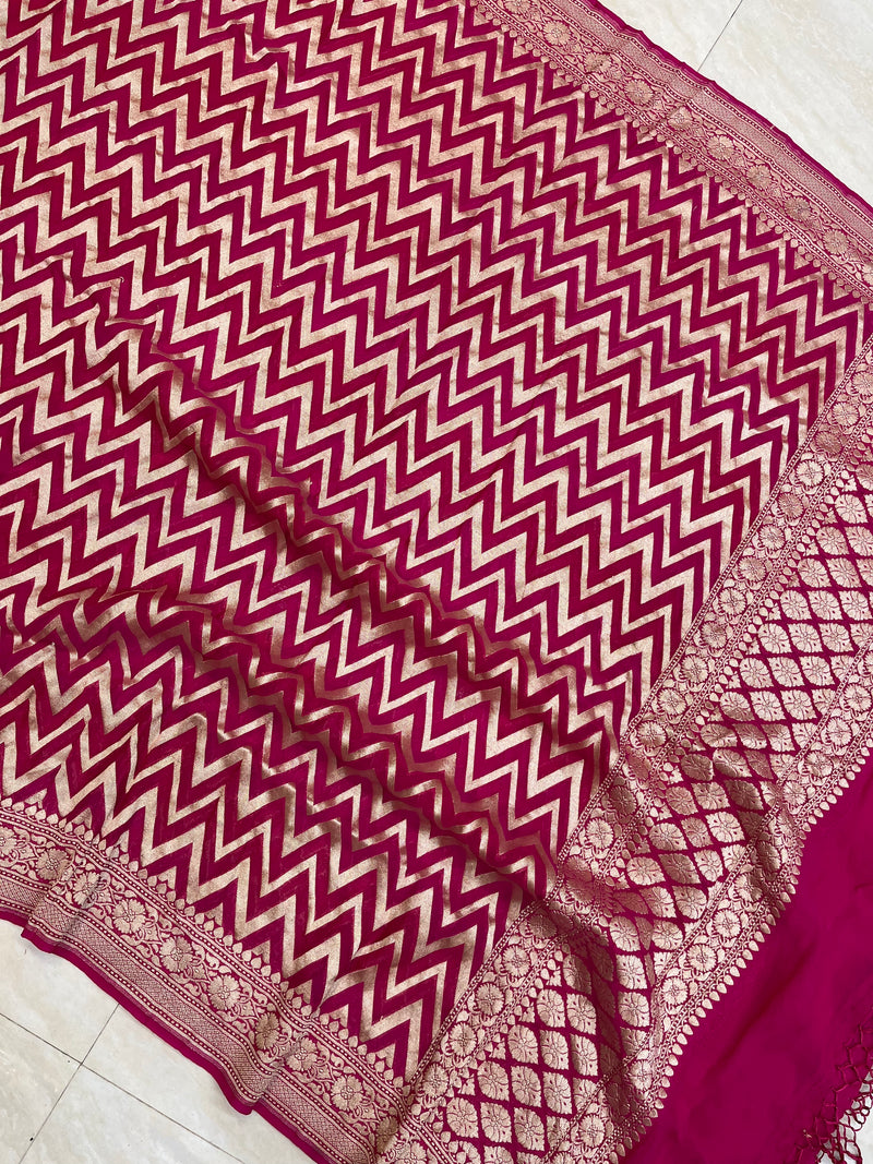 Pure Khaddi Georgette Dupatta - water zari - The Handlooms