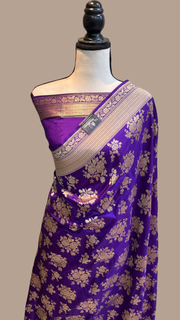 Pure Katan Silk Banarasi Handloom Saree - All over jaal work - The Handlooms