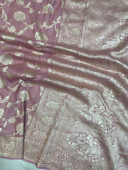 Tussar Georgette Handloom Banarasi Saree - All over Jaal Work - The Handlooms