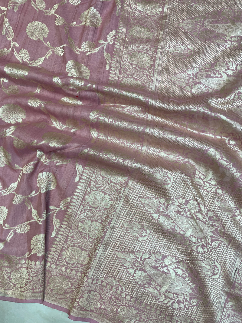 Tussar Georgette Handloom Banarasi Saree - All over Jaal Work - The Handlooms