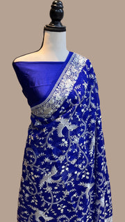 Pure organza Chikankari Handloom Banarasi Saree - The Handlooms