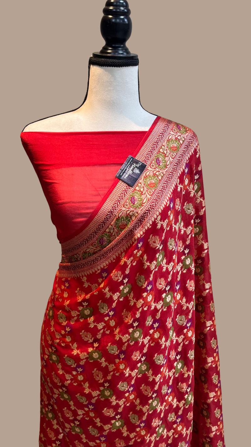 Pure Chiffon Khaddi Banarasi Saree - The Handlooms