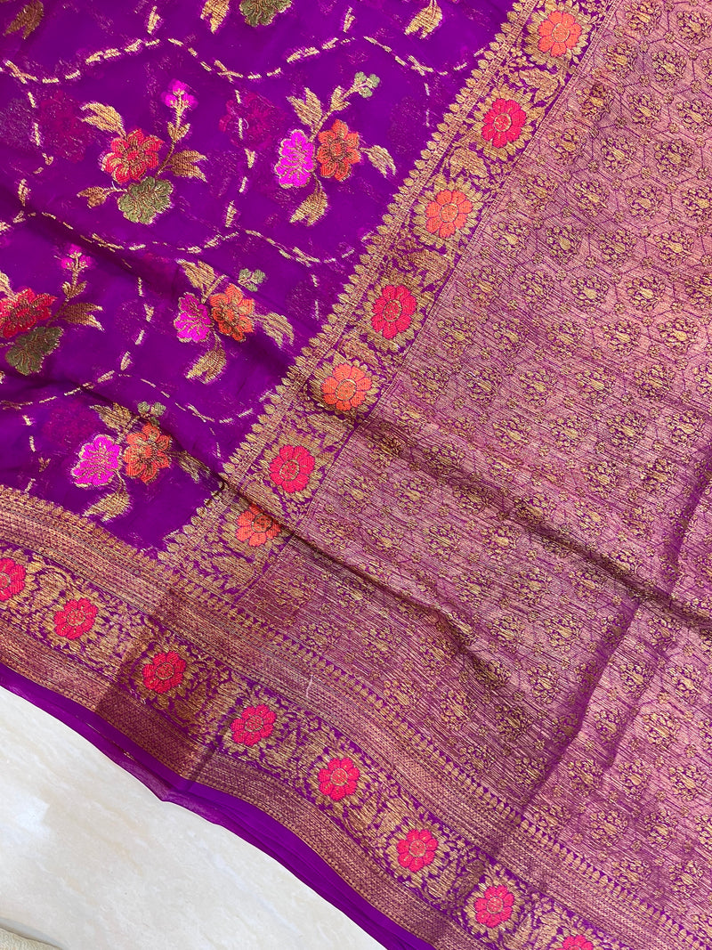 Pure Chiffon Khaddi Banarasi Saree - The Handlooms