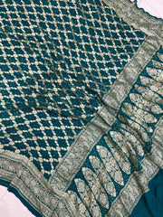 Pure Georgette Banarasi Bandhej Handloom Dupattta - The Handlooms