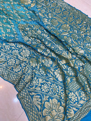Pure Georgette Banarasi Bandhej Handloom Saree - The Handlooms