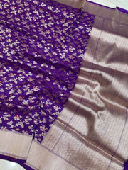 Pure Katan Silk Banarasi Handloom Saree - All over Jaal work with Meenakari - The Handlooms