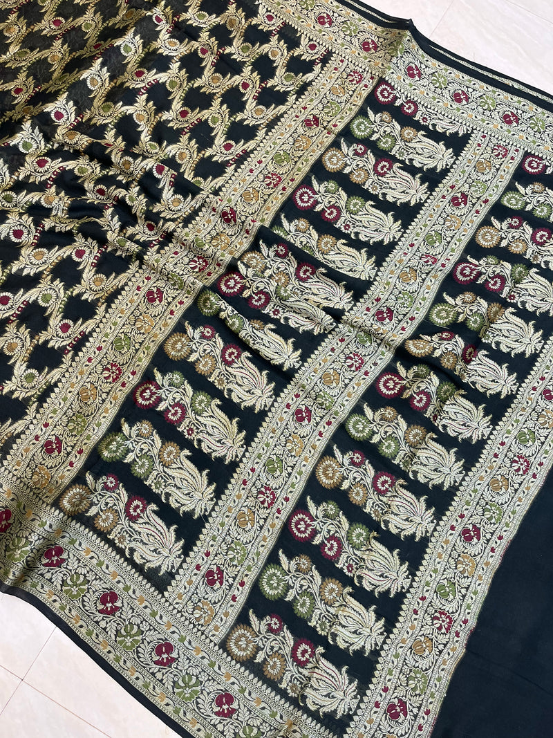 Pure Chiffon Khaddi Banarasi Saree - The Handlooms
