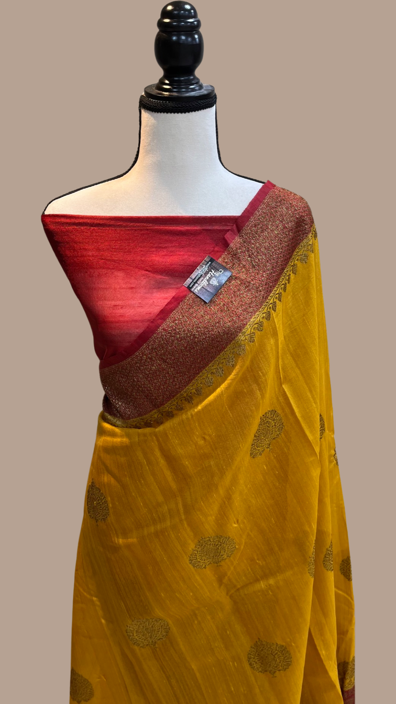 Pure Tussar Silk Handloom Banarasi Saree - The Handlooms
