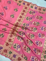 Pure Georgette Banarasi Handloom Saree - with meenakari work - The Handlooms