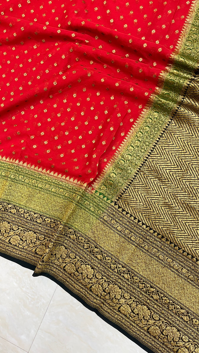 Khaddi Georgette Banarasi Saree -  Antique zari - The Handlooms
