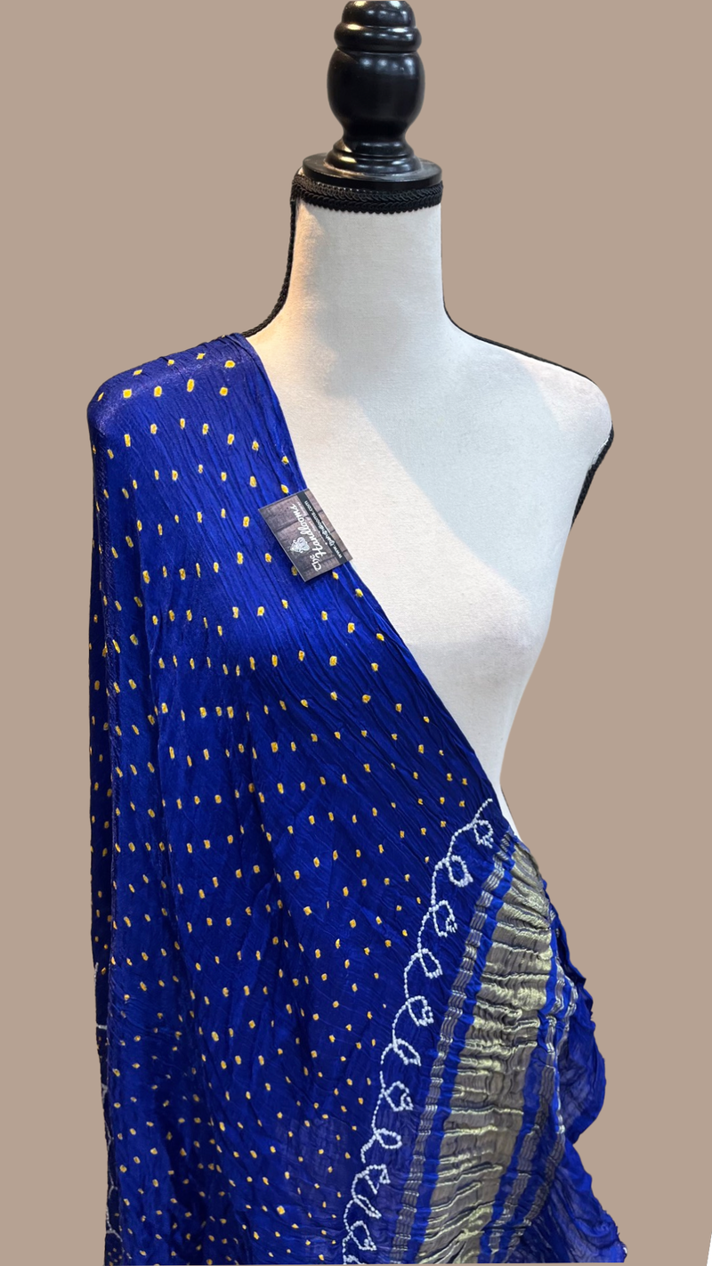 Pure Georgette Banarasi Bandhej Handloom Dupattta - The Handlooms
