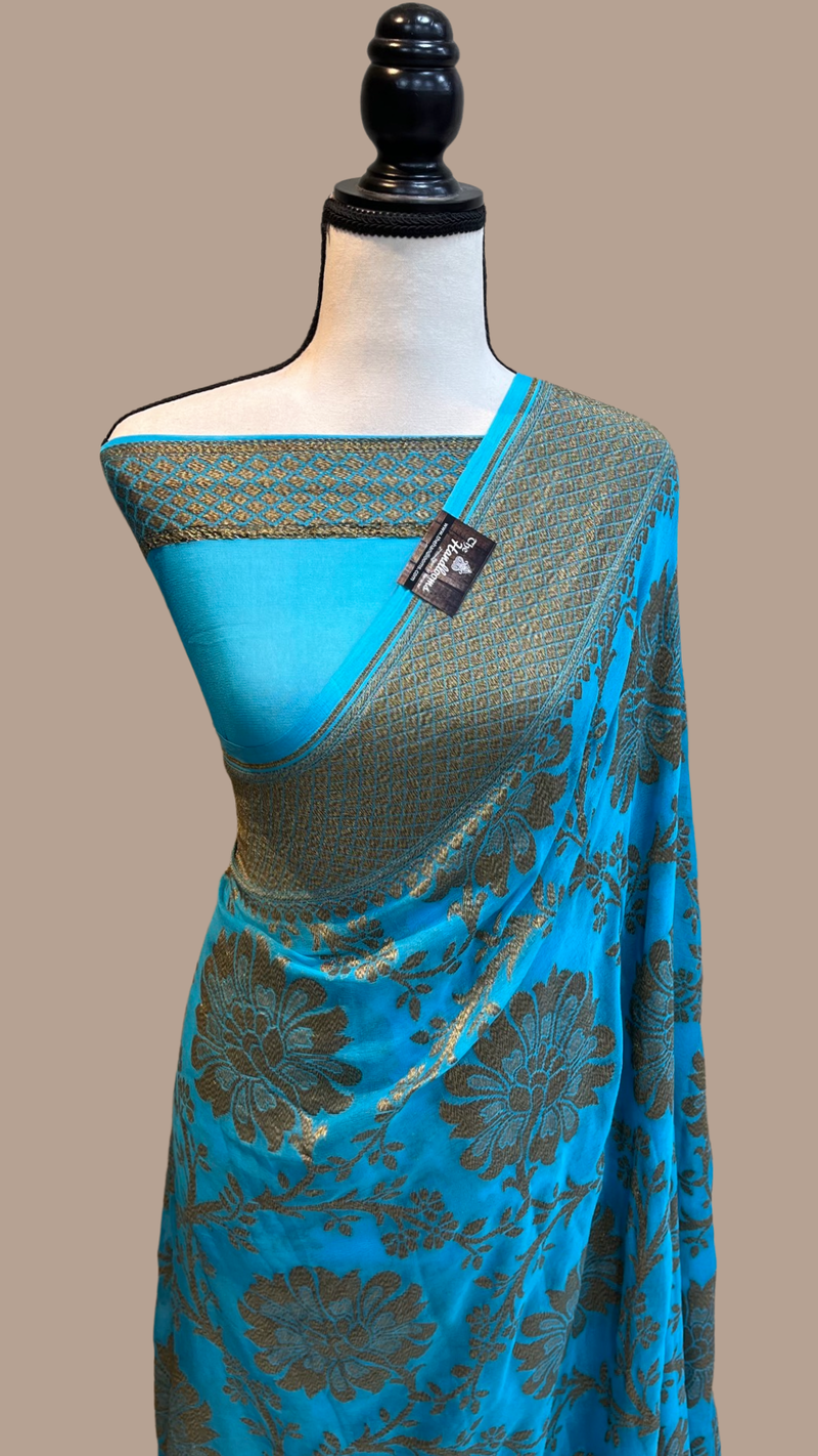 Khaddi Georgette Banarasi Saree -  Antique zari - The Handlooms