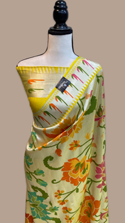 Pure Tussar Georgette Brocade Handloom Banarasi Saree - The Handlooms