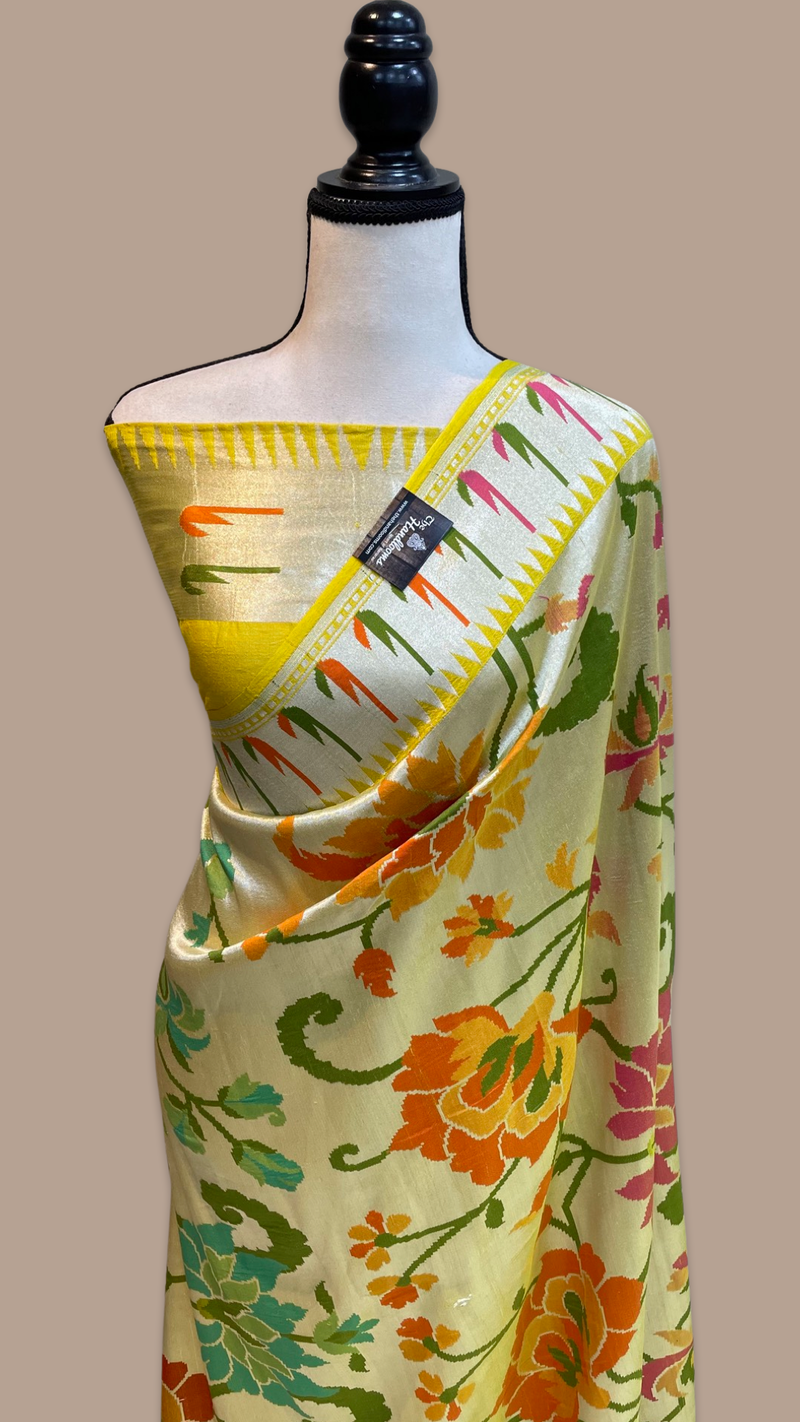 Pure Tussar Georgette Brocade Handloom Banarasi Saree - The Handlooms